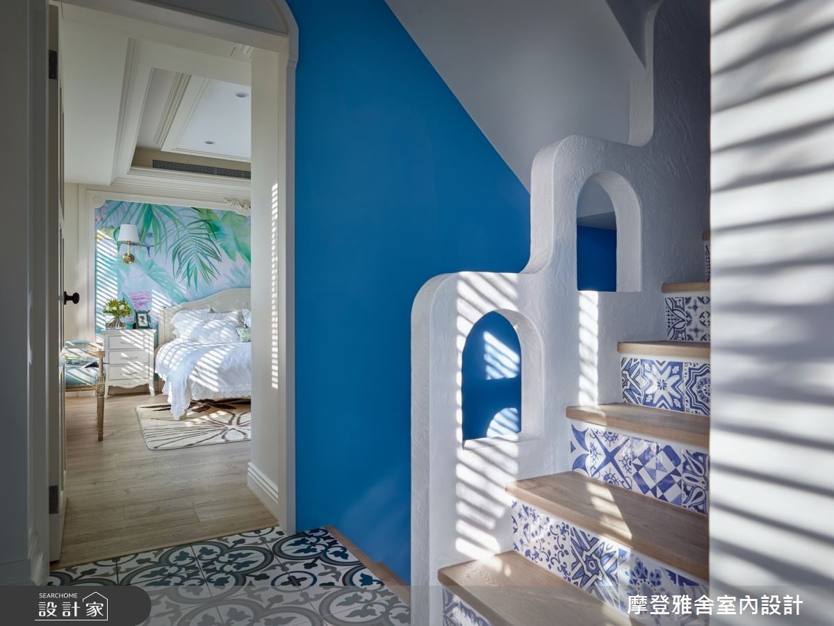 80坪老屋(16~30年)＿鄉村風樓梯案例圖片＿摩登雅舍室內設計＿摩登雅舍_77 老屋主再委託翻新透天起家厝 鄉村風地中海別墅在家渡假之23