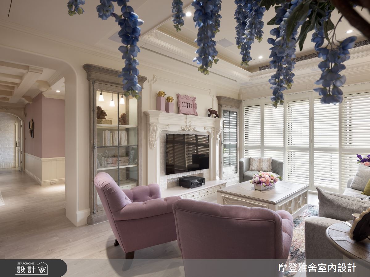 58坪新成屋(5年以下)＿鄉村風客廳案例圖片＿摩登雅舍室內設計＿摩登雅舍_80紫藤花鄉村風城堡之1