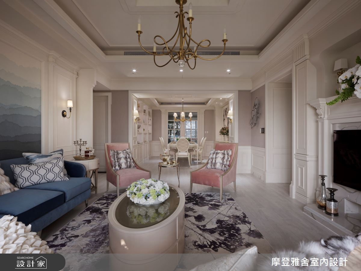 65坪新成屋(5年以下)＿法式風客廳案例圖片＿摩登雅舍室內設計＿摩登雅舍_85王者之香高定輕奢美式豪邸之5