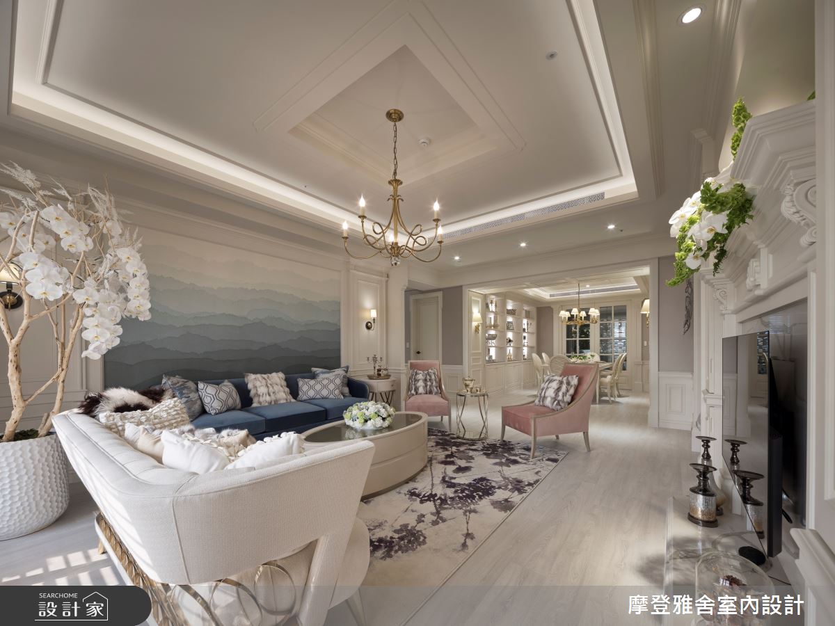 65坪新成屋(5年以下)＿法式風客廳案例圖片＿摩登雅舍室內設計＿摩登雅舍_85王者之香高定輕奢美式豪邸之6
