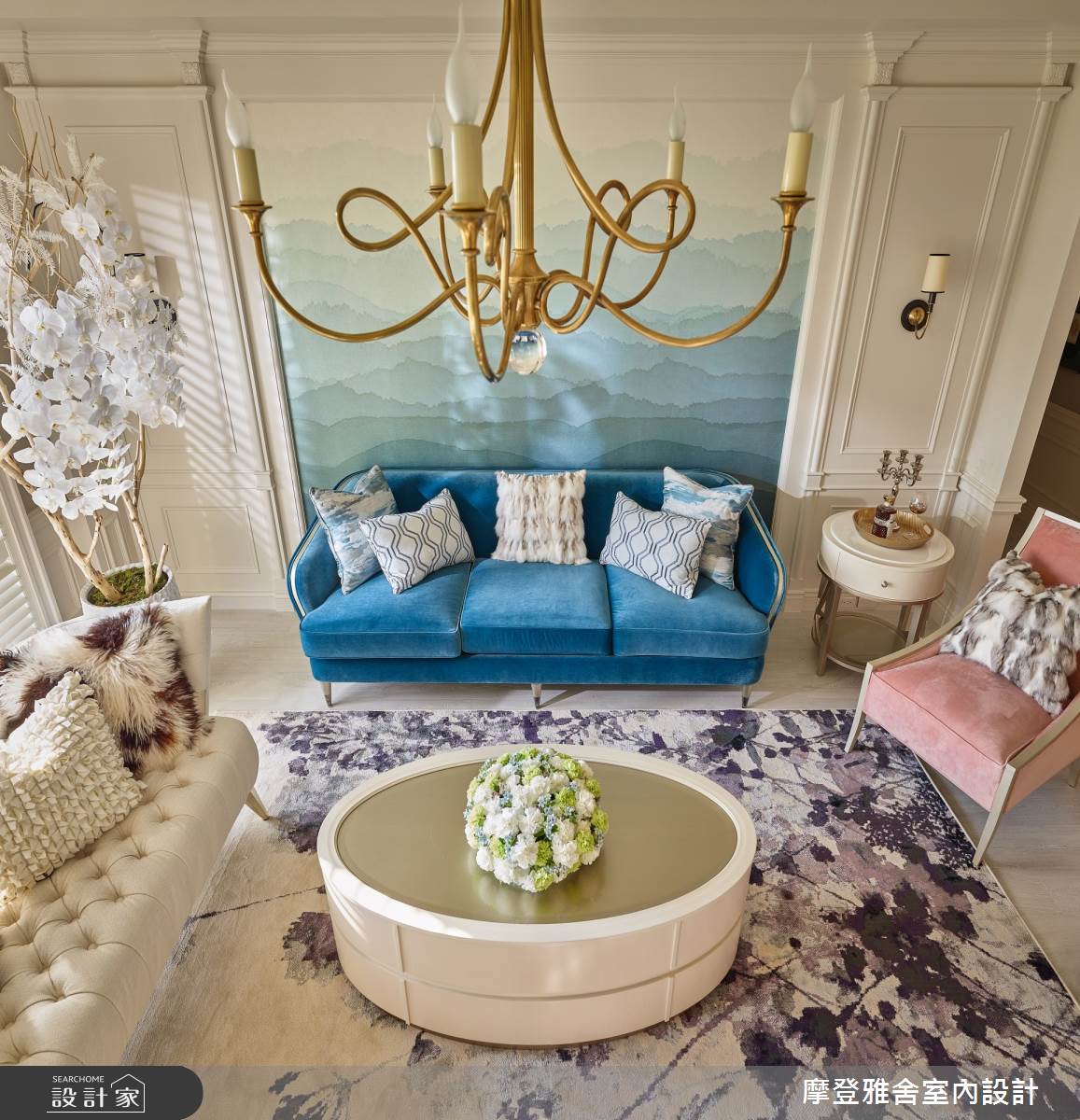 65坪新成屋(5年以下)＿法式風客廳案例圖片＿摩登雅舍室內設計＿摩登雅舍_85王者之香高定輕奢美式豪邸之25
