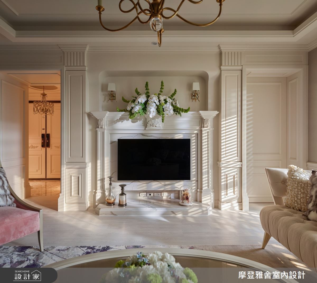 65坪新成屋(5年以下)＿法式風客廳案例圖片＿摩登雅舍室內設計＿摩登雅舍_85王者之香高定輕奢美式豪邸之28