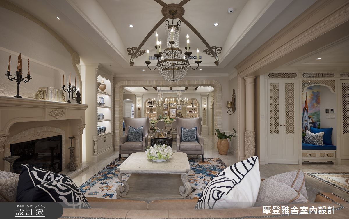 120坪老屋(16~30年)＿異國風玄關客廳餐廳案例圖片＿摩登雅舍室內設計＿摩登雅舍_86老屋翻新百坪豪邸歐式度假莊園之5