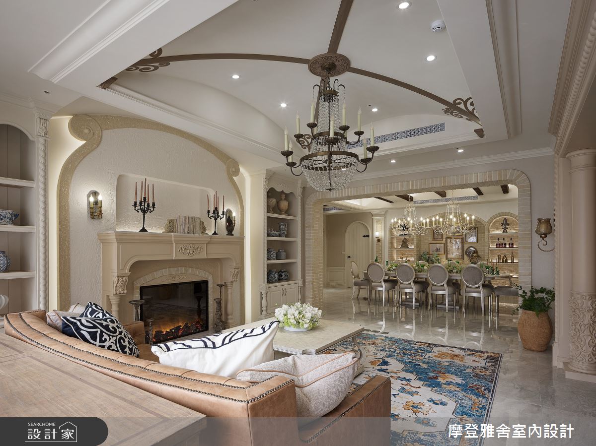 120坪老屋(16~30年)＿異國風客廳餐廳案例圖片＿摩登雅舍室內設計＿摩登雅舍_86老屋翻新百坪豪邸歐式度假莊園之6