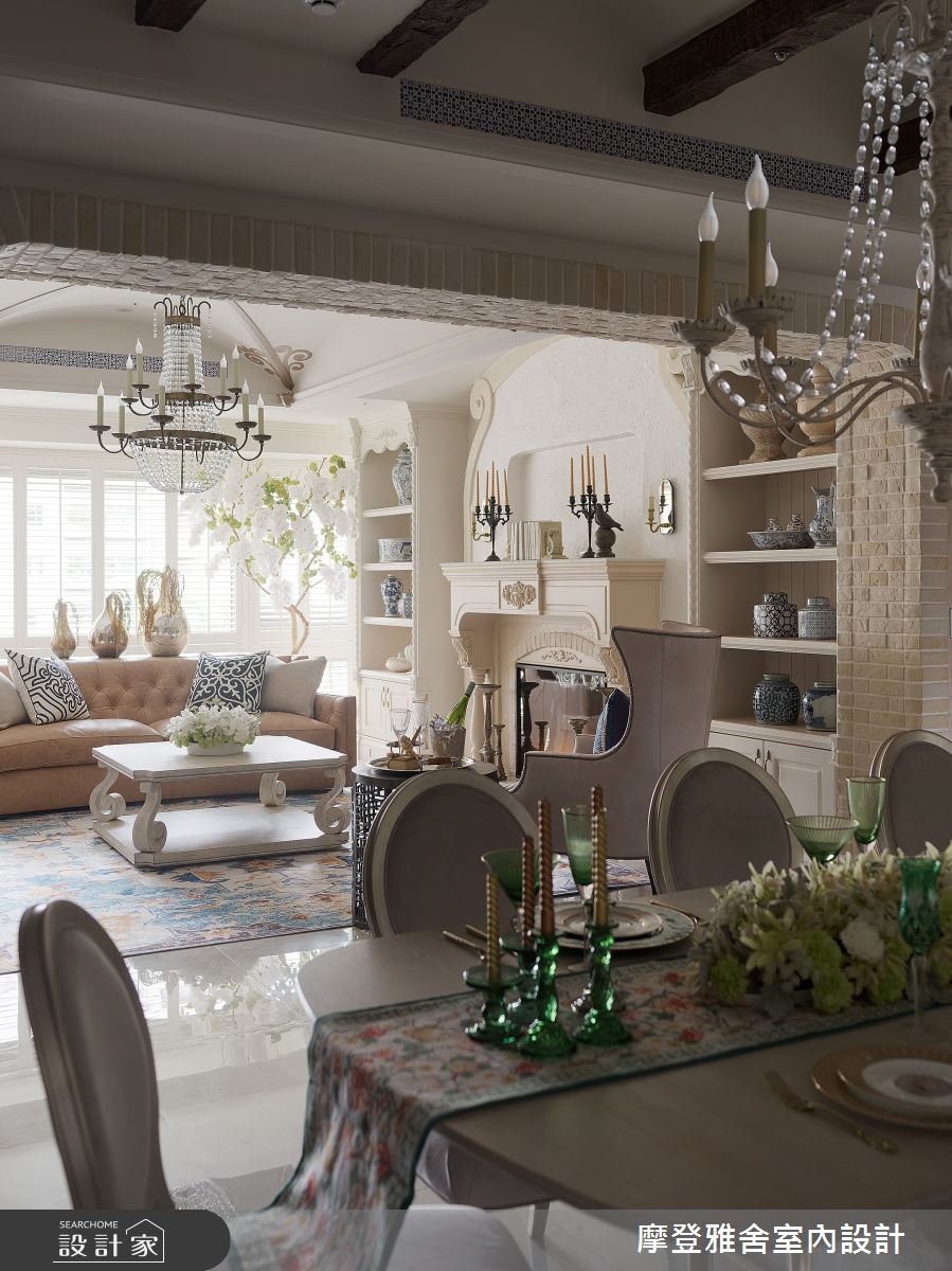 120坪老屋(16~30年)＿異國風客廳餐廳案例圖片＿摩登雅舍室內設計＿摩登雅舍_86老屋翻新百坪豪邸歐式度假莊園之19