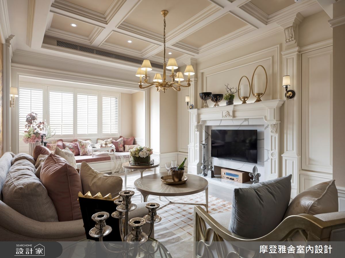 45坪老屋(16~30年)＿新古典客廳臥榻案例圖片＿摩登雅舍室內設計＿摩登雅舍_87老屋翻新法式輕洛可可風精品飯店宅之101