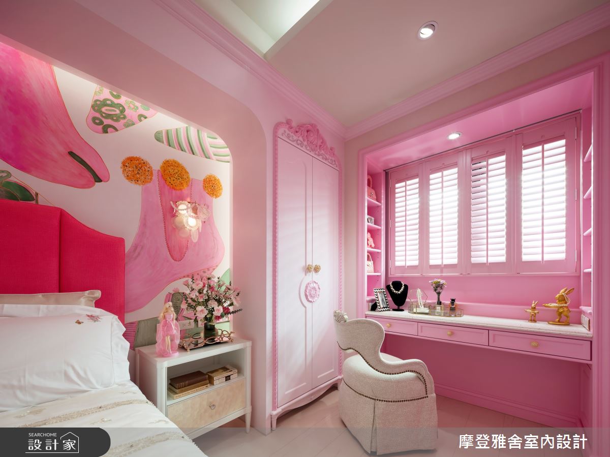 13坪新成屋(5年以下)＿新古典臥室案例圖片＿摩登雅舍室內設計＿摩登雅舍_88 芭比公主粉紅城堡輕奢古典度假宅之21