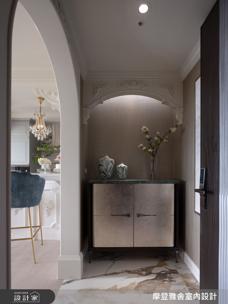 32坪新成屋(5年以下)＿新古典飯店風玄關案例圖片＿摩登雅舍室內設計＿摩登雅舍_90第二次合作 古典X現代巴黎麗思卡爾頓風格招待所度假宅之2