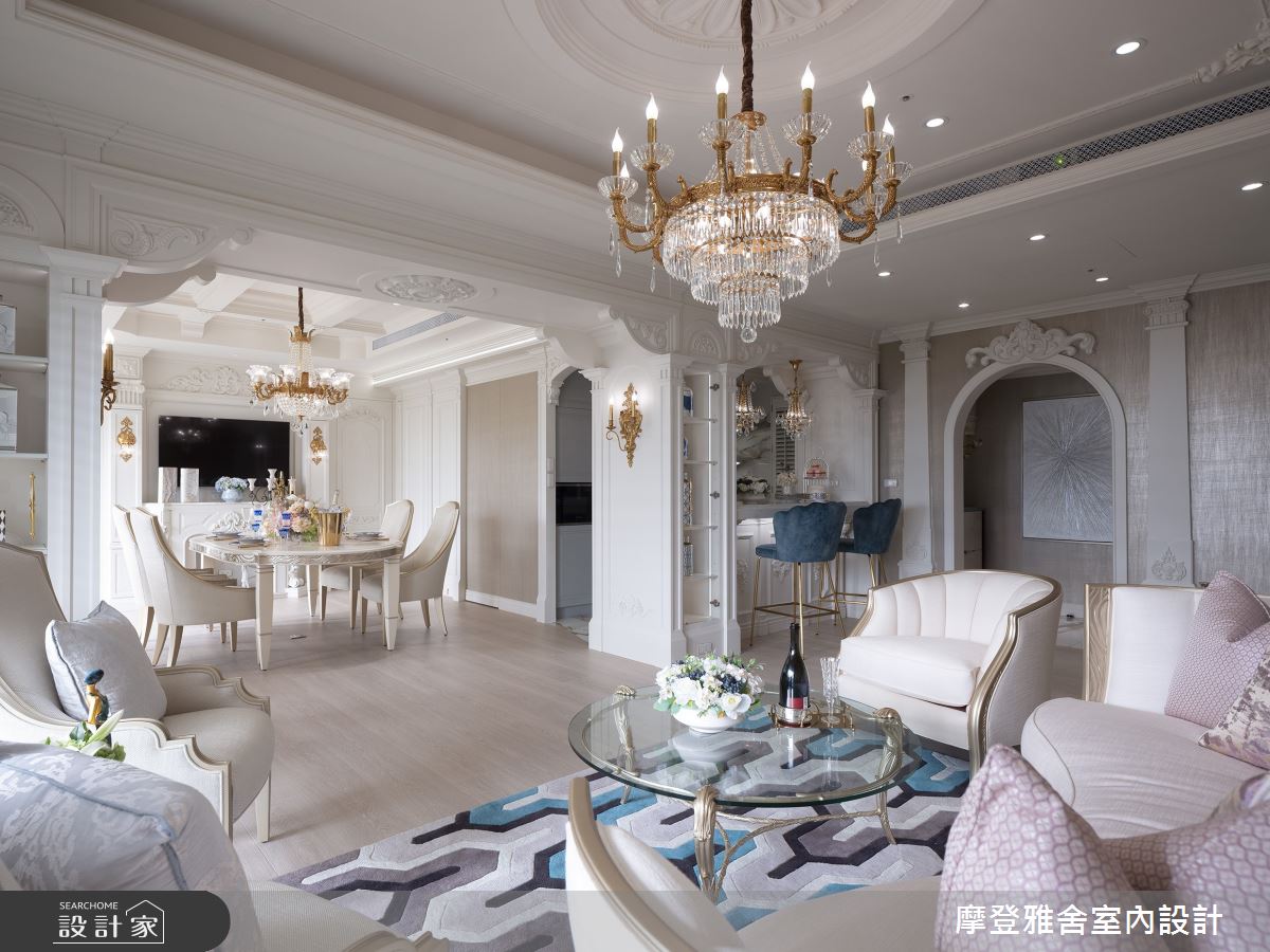 32坪新成屋(5年以下)＿新古典飯店風客廳餐廳吧檯案例圖片＿摩登雅舍室內設計＿摩登雅舍_90第二次合作 古典X現代巴黎麗思卡爾頓風格招待所度假宅之15