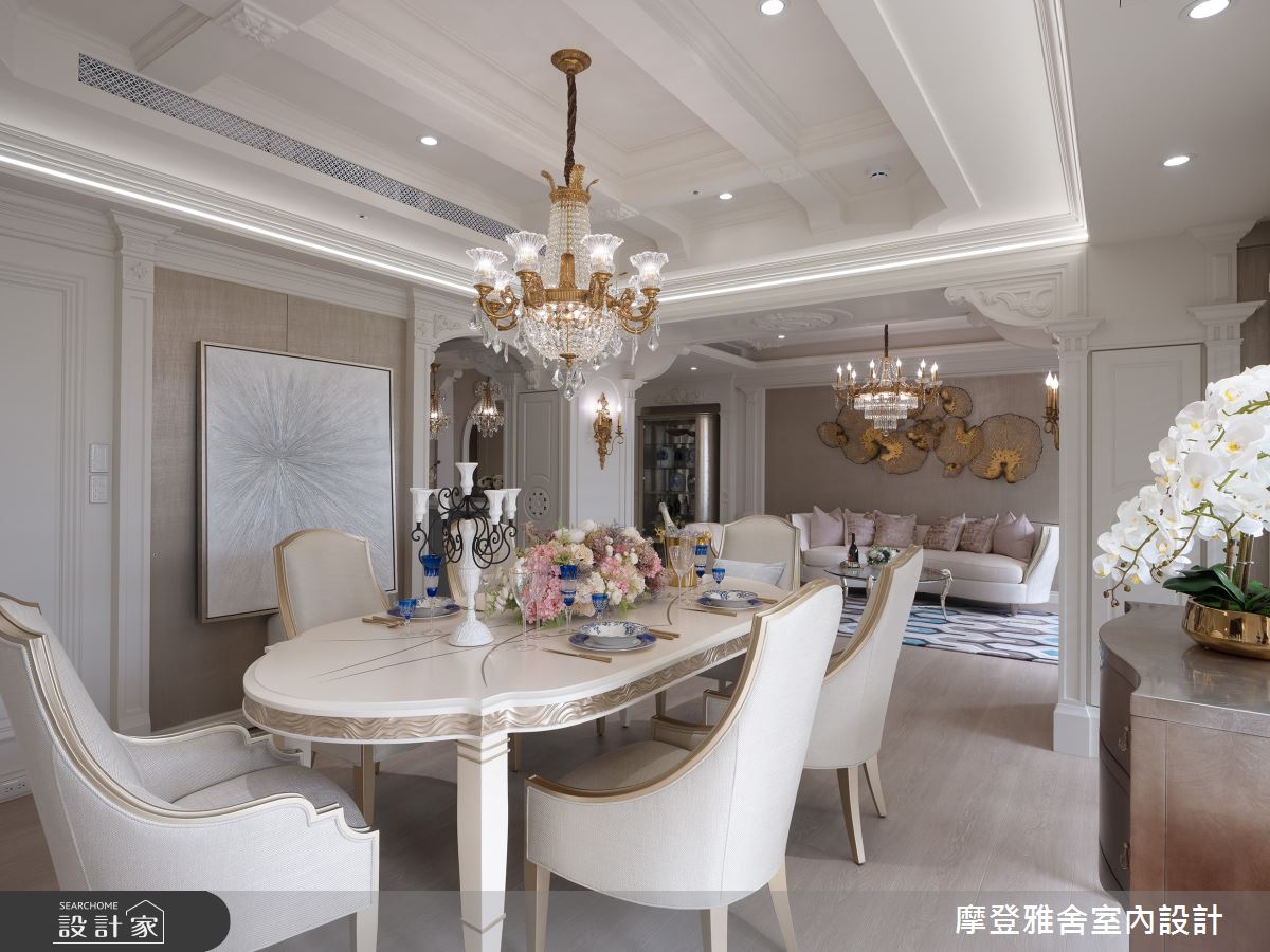 32坪新成屋(5年以下)＿新古典飯店風客廳餐廳案例圖片＿摩登雅舍室內設計＿摩登雅舍_90第二次合作 古典X現代巴黎麗思卡爾頓風格招待所度假宅之21