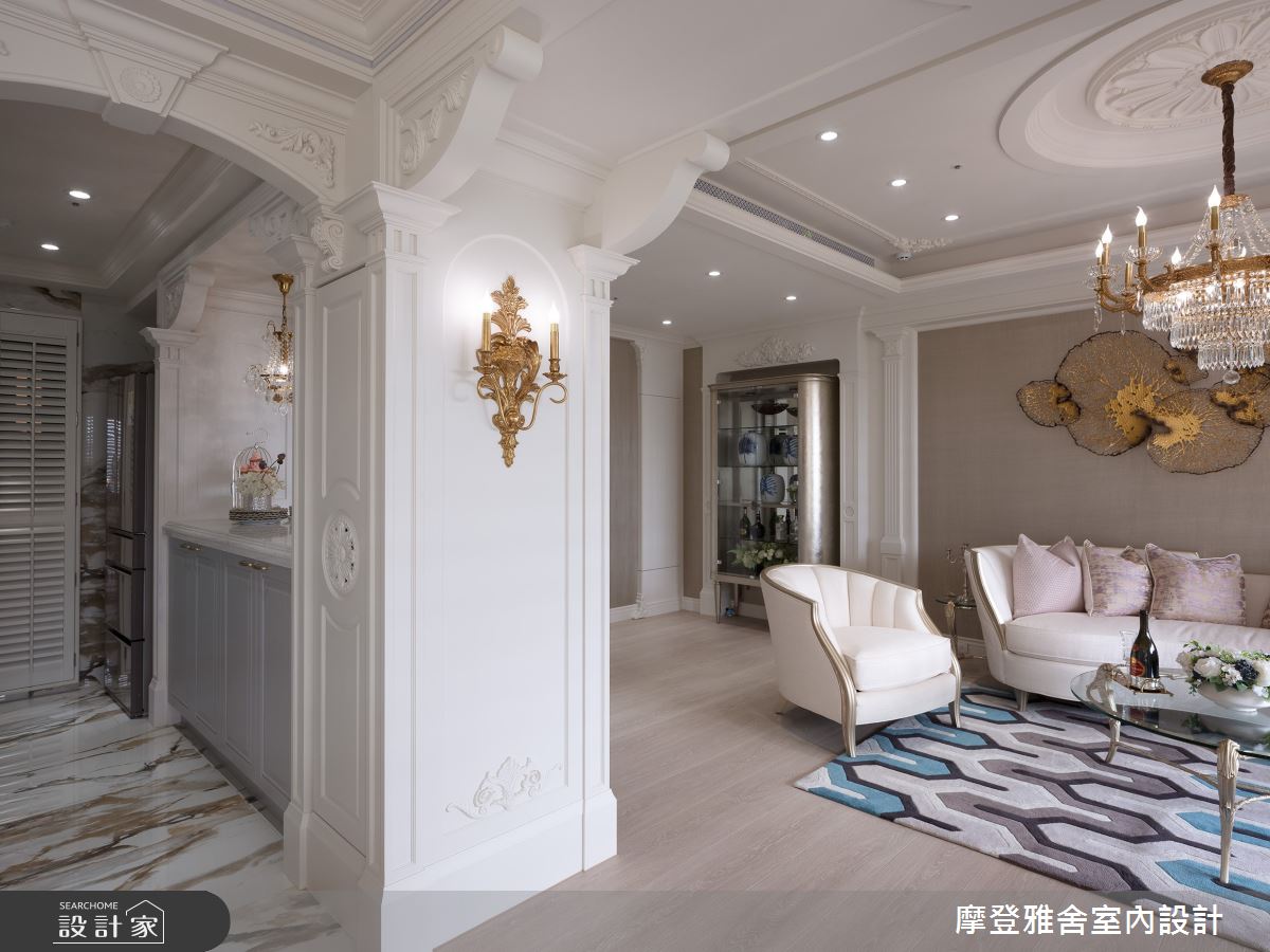 32坪新成屋(5年以下)＿新古典飯店風客廳廚房案例圖片＿摩登雅舍室內設計＿摩登雅舍_90第二次合作 古典X現代巴黎麗思卡爾頓風格招待所度假宅之23
