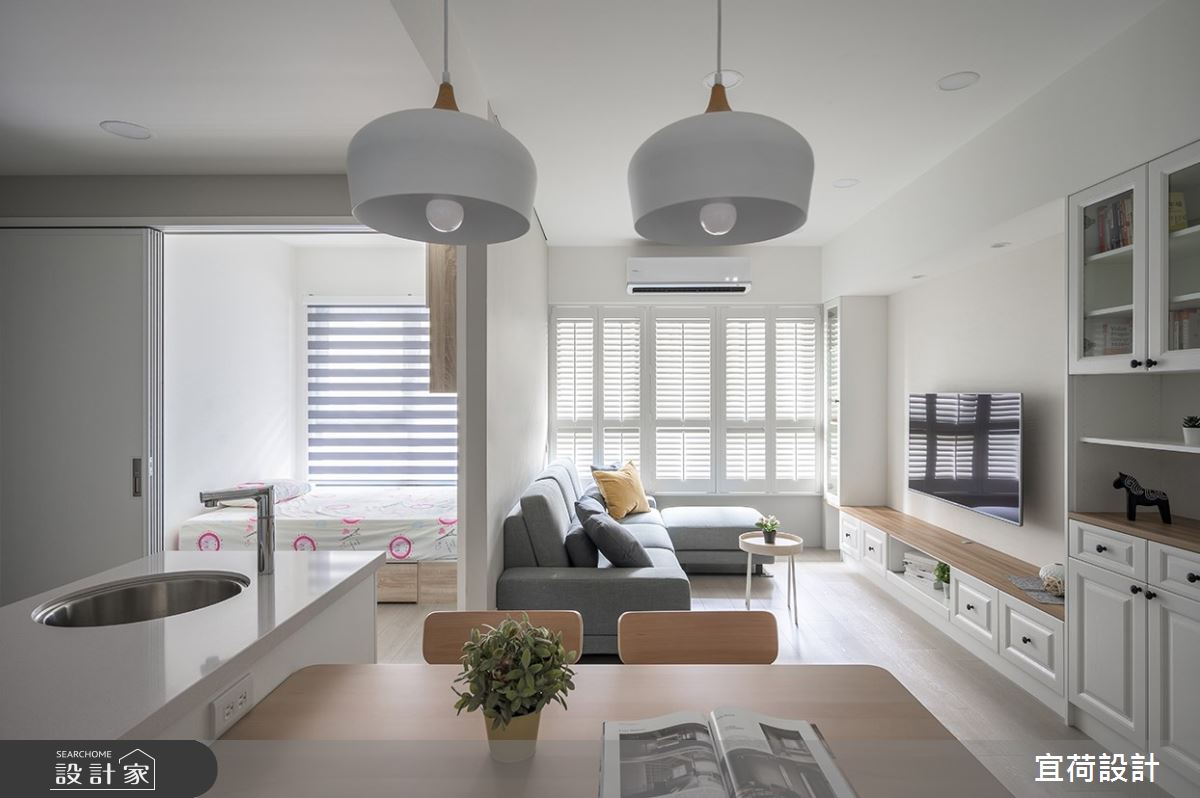33坪預售屋＿美式風客廳餐廳廚房吧檯臥室案例圖片＿宜荷設計＿宜荷_晨曦之4