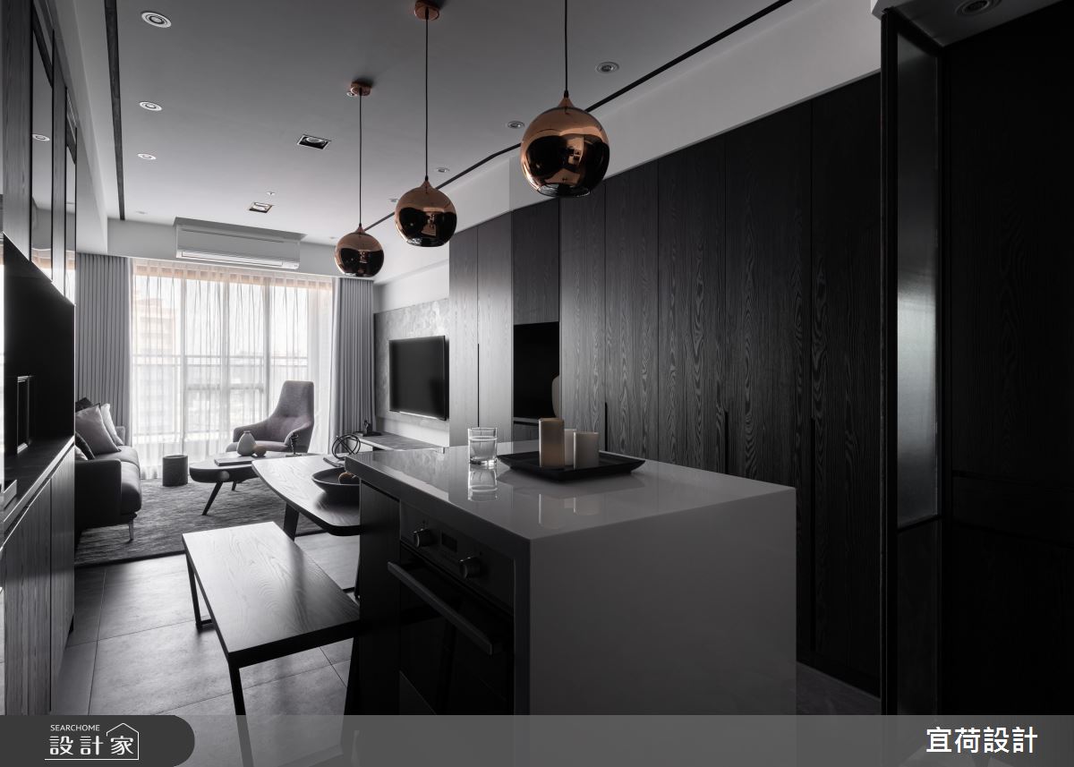 50坪預售屋＿現代風餐廳吧檯中島案例圖片＿宜荷設計＿宜荷_BLACK之4