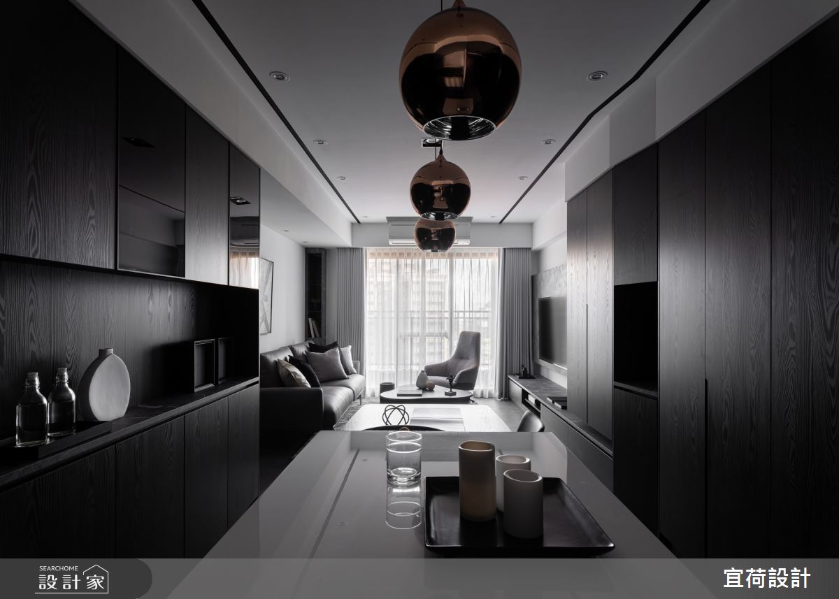 50坪預售屋＿現代風餐廳吧檯中島案例圖片＿宜荷設計＿宜荷_BLACK之3
