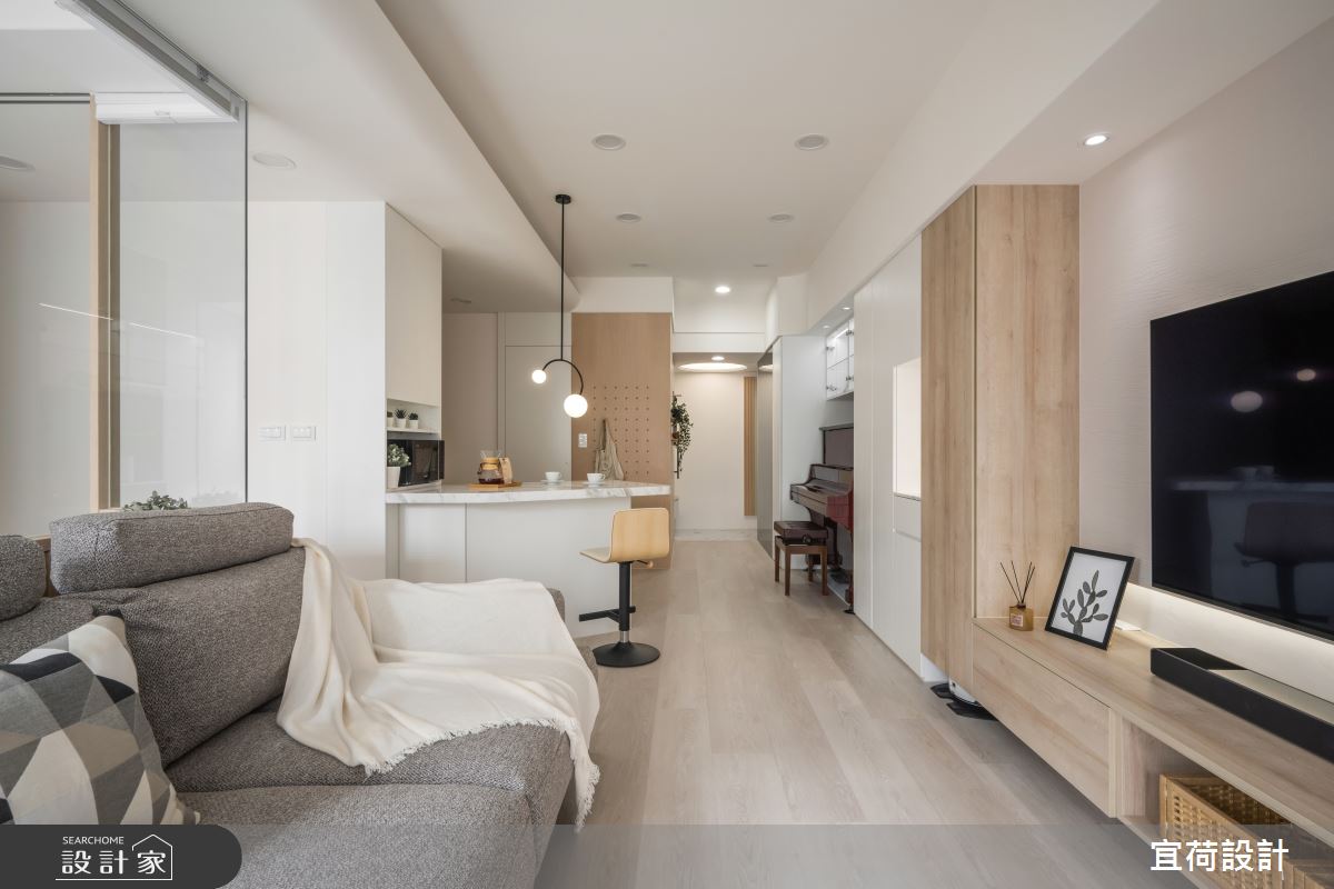 36坪新成屋(5年以下)＿人文禪風玄關客廳餐廳吧檯中島案例圖片＿宜荷設計＿宜荷_日光沐沐之16