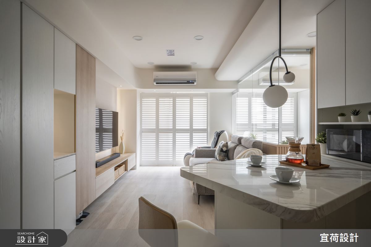 36坪新成屋(5年以下)＿人文禪風客廳餐廳吧檯中島案例圖片＿宜荷設計＿宜荷_日光沐沐之8