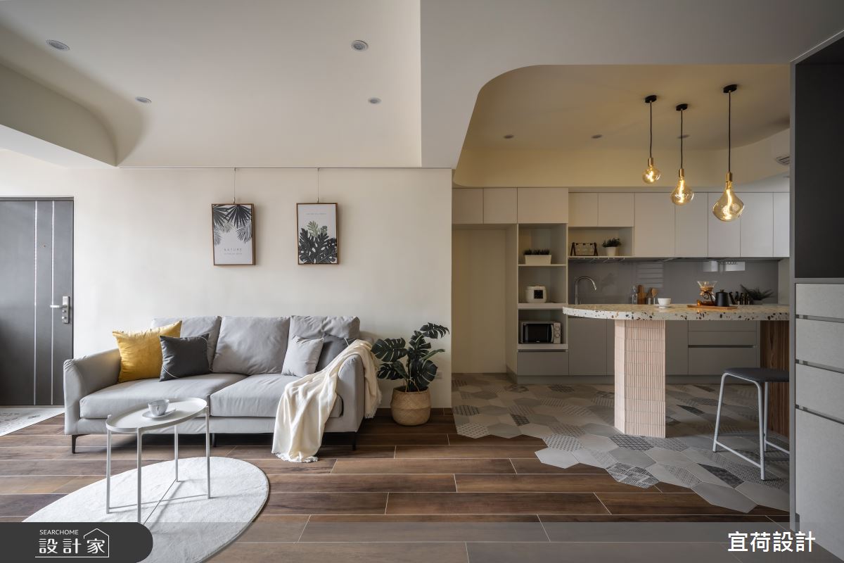 32坪老屋(31~40年)＿侘寂風客廳餐廳廚房中島案例圖片＿宜荷設計＿宜荷_om之5