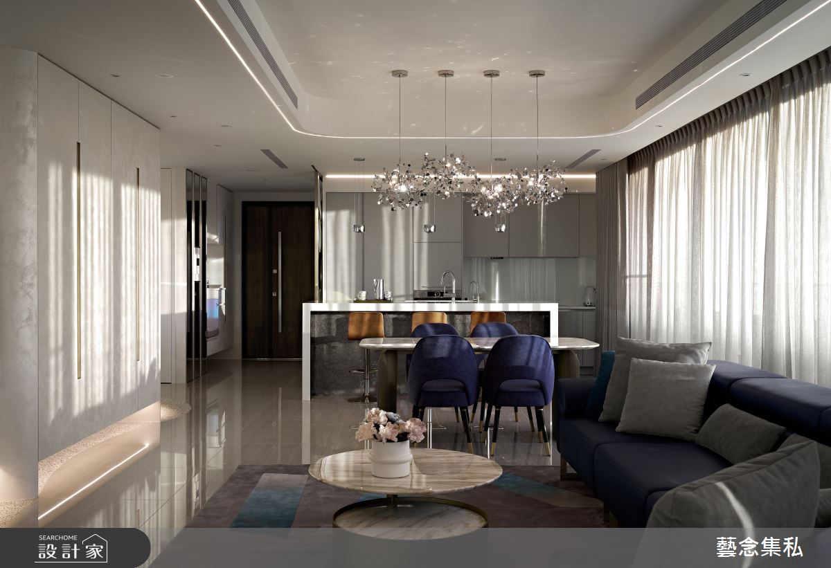 100坪新成屋(5年以下)＿現代奢華風玄關客廳餐廳廚房吧檯中島案例圖片＿藝念集私空間設計＿藝念集私_56之8