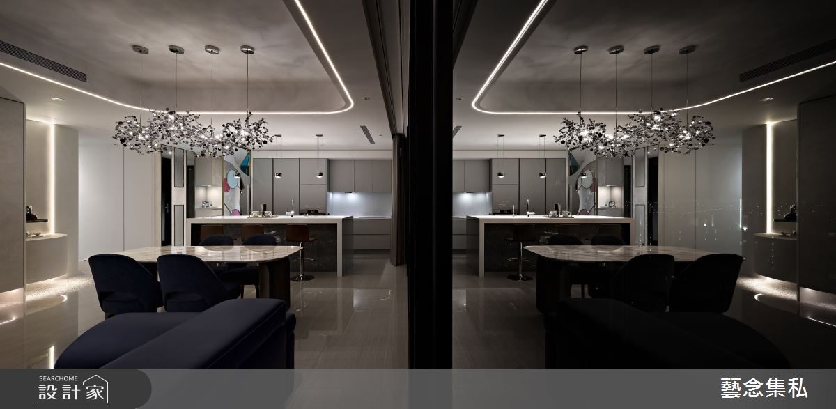100坪新成屋(5年以下)＿現代奢華風客廳餐廳廚房吧檯中島案例圖片＿藝念集私空間設計＿藝念集私_56之10