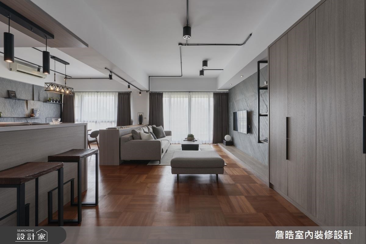 45坪中古屋(5~15年)＿現代風客廳廚房吧檯案例圖片＿詹晧室內裝修設計有限公司＿詹晧設計03_45坪中古屋現代風之2