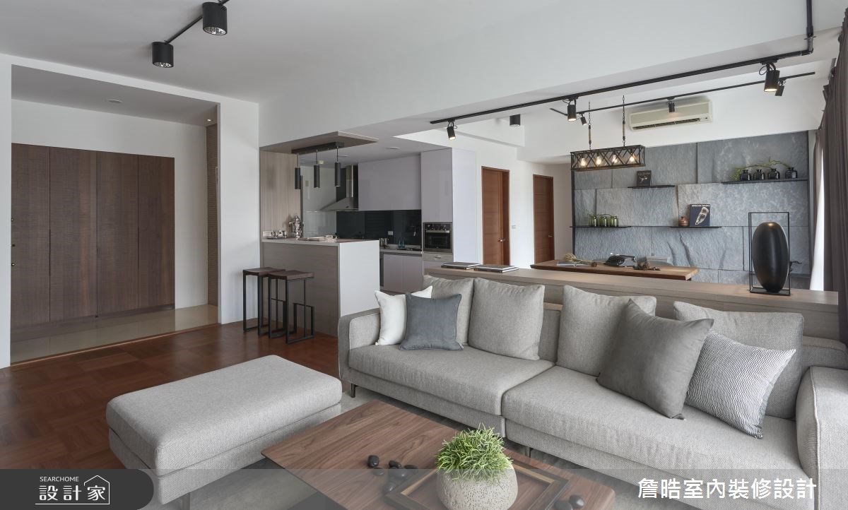 45坪中古屋(5~15年)＿現代風客廳餐廳廚房吧檯工作區案例圖片＿詹晧室內裝修設計有限公司＿詹晧設計03_45坪中古屋現代風之4