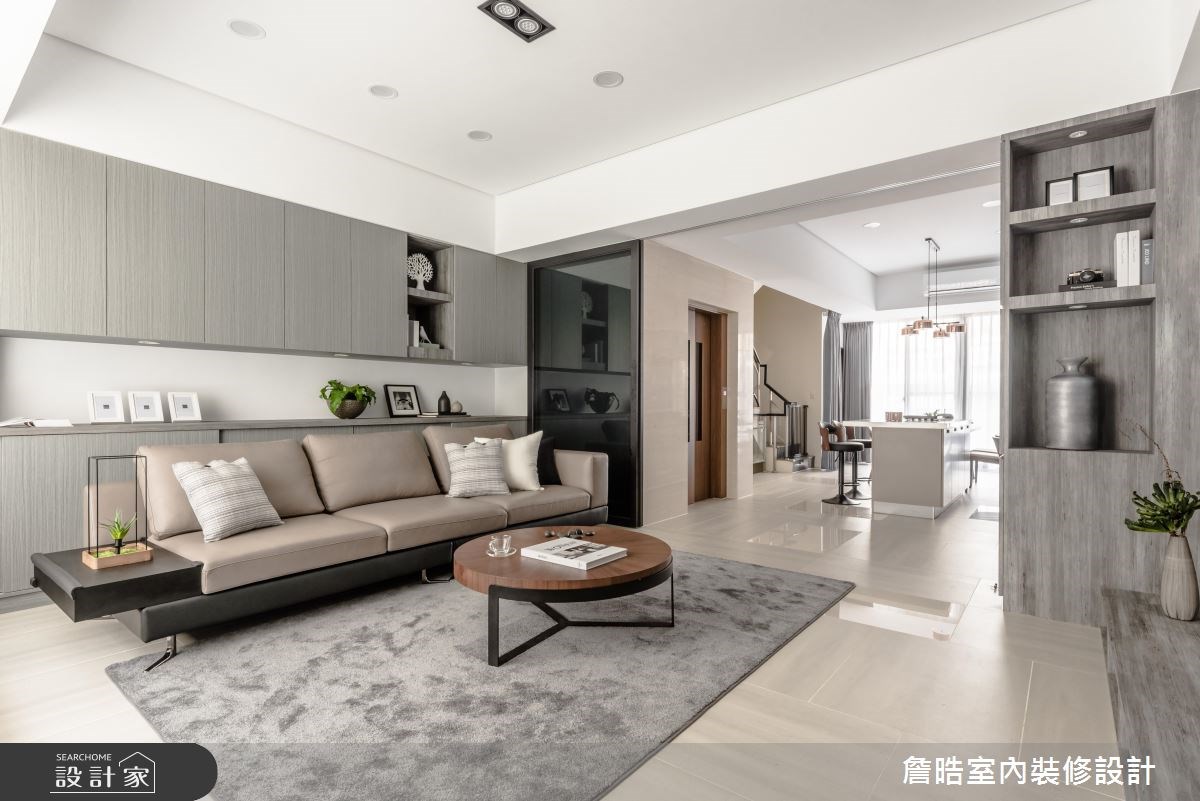 60坪新成屋(5年以下)＿現代風客廳餐廳吧檯樓梯案例圖片＿詹晧室內裝修設計有限公司＿詹晧設計04_60坪現代風之1