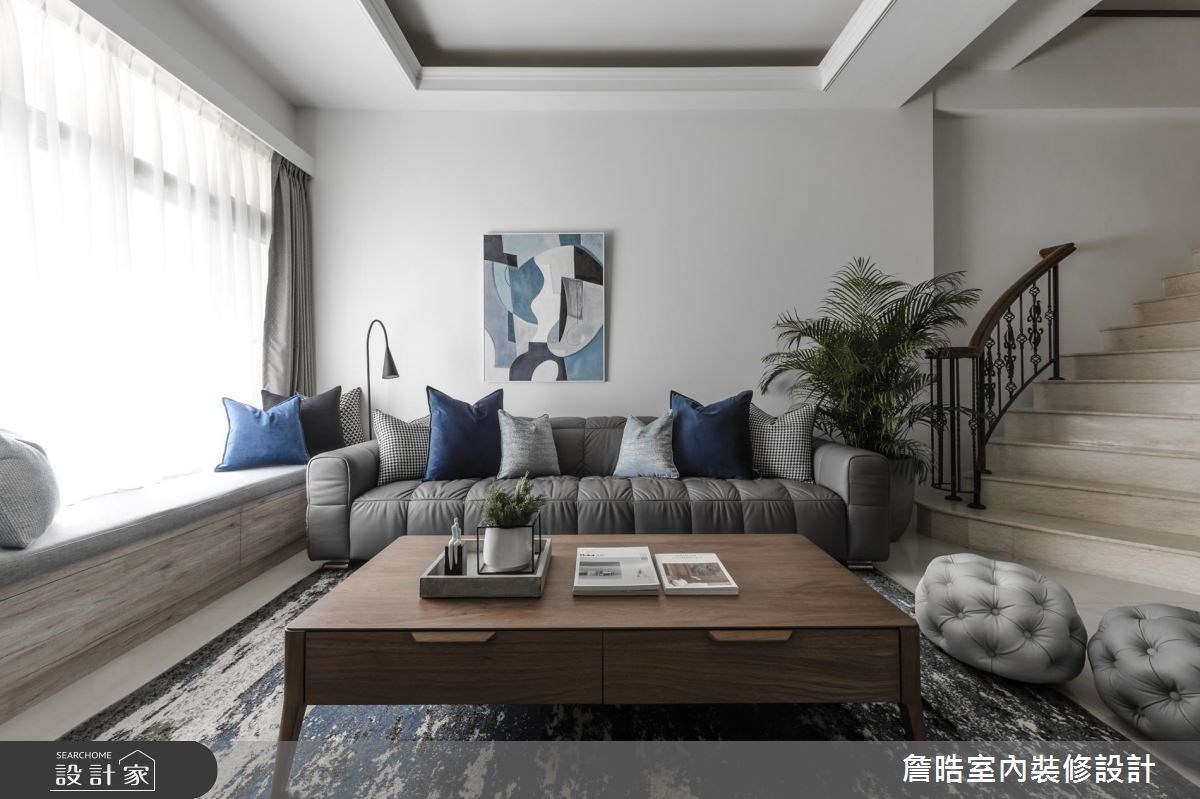 60坪新成屋(5年以下)＿現代風客廳樓梯案例圖片＿詹晧室內裝修設計有限公司＿詹晧設計05_60坪現代風之3