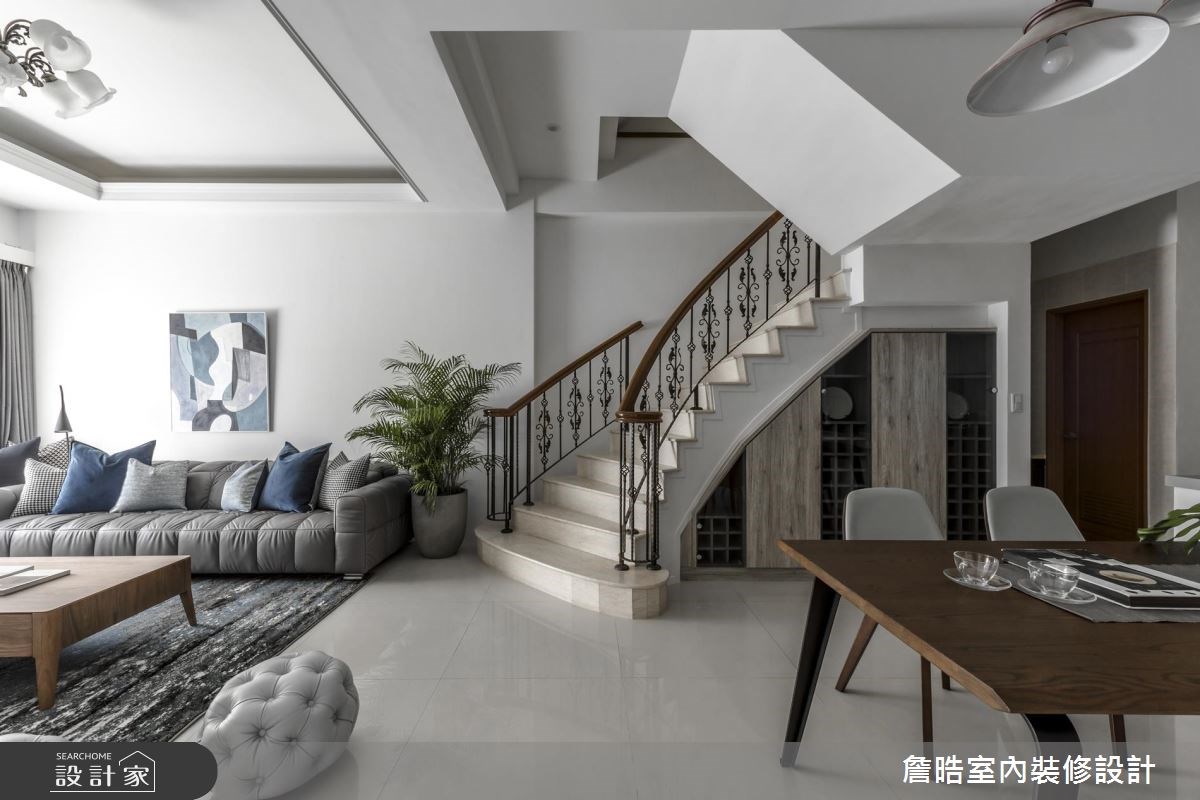 60坪新成屋(5年以下)＿現代風客廳餐廳樓梯案例圖片＿詹晧室內裝修設計有限公司＿詹晧設計05_60坪現代風之5