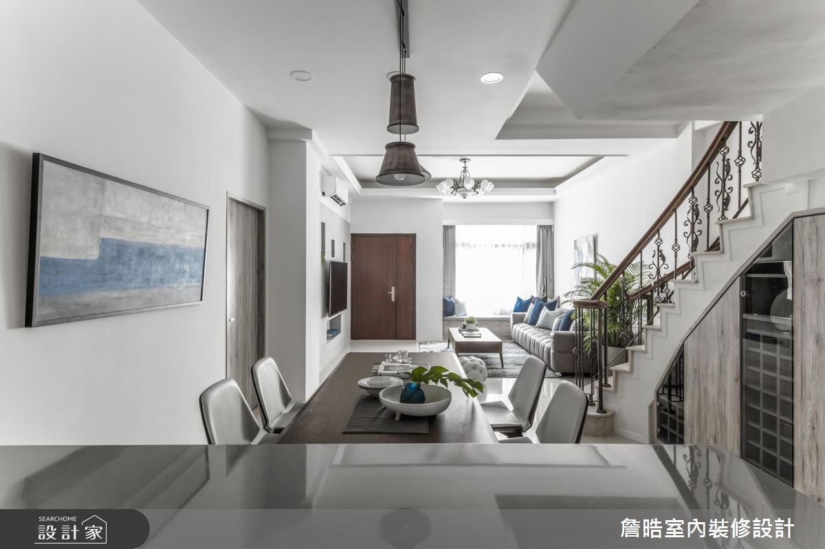60坪新成屋(5年以下)＿現代風客廳餐廳樓梯案例圖片＿詹晧室內裝修設計有限公司＿詹晧設計05_60坪現代風之10