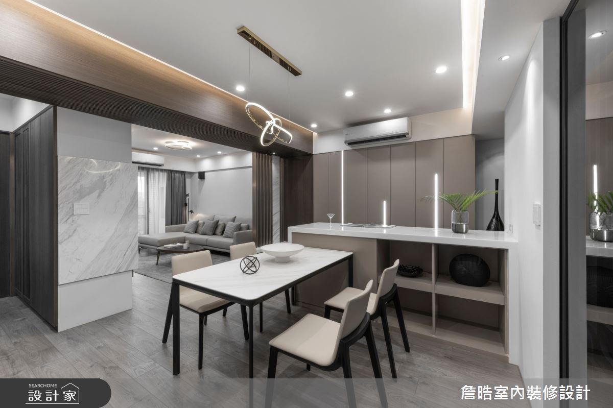 30坪新成屋(5年以下)＿現代風客廳餐廳中島案例圖片＿詹晧室內裝修設計有限公司＿詹晧設計14_30坪現代風之13