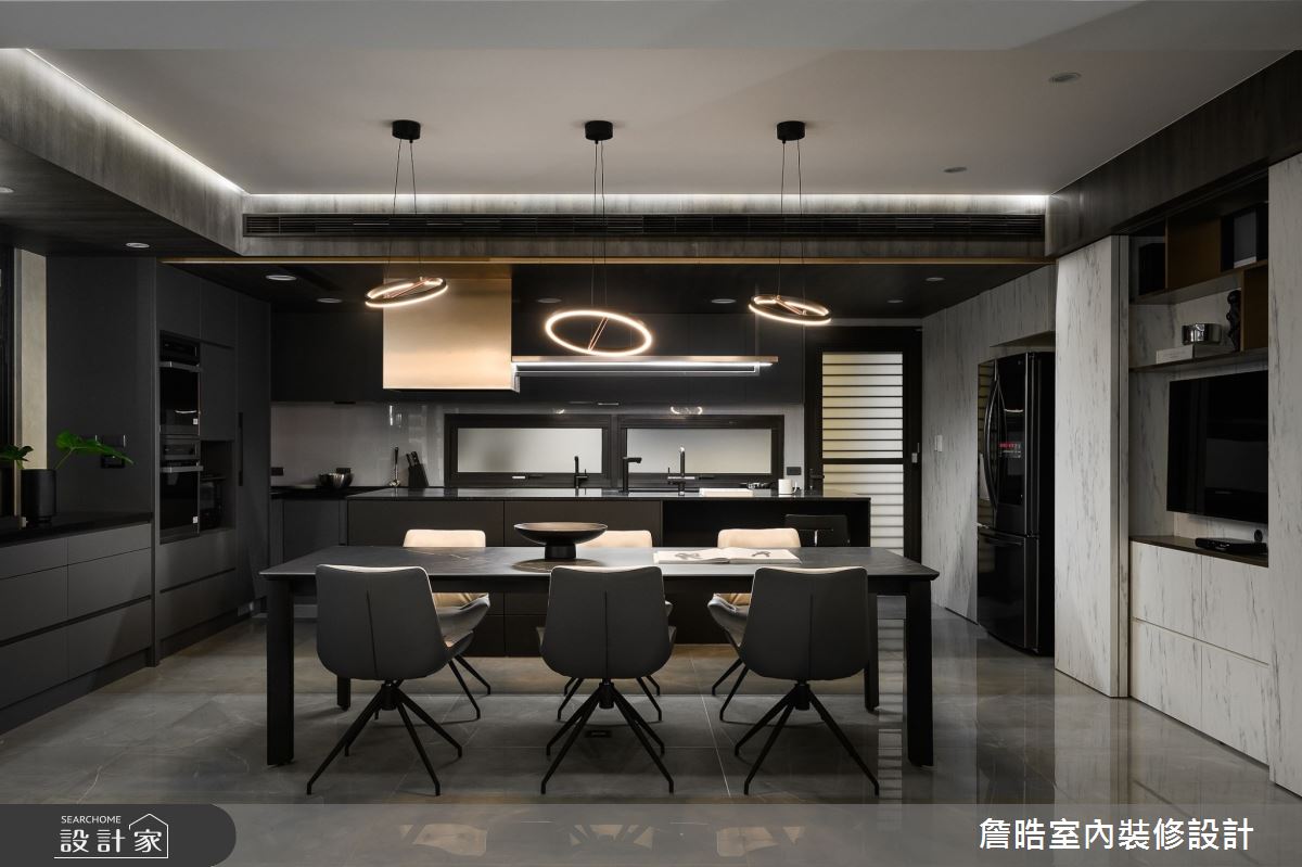 90坪新成屋(5年以下)＿現代風餐廳廚房中島案例圖片＿詹晧室內裝修設計有限公司＿詹晧設計19_90坪現代風之16