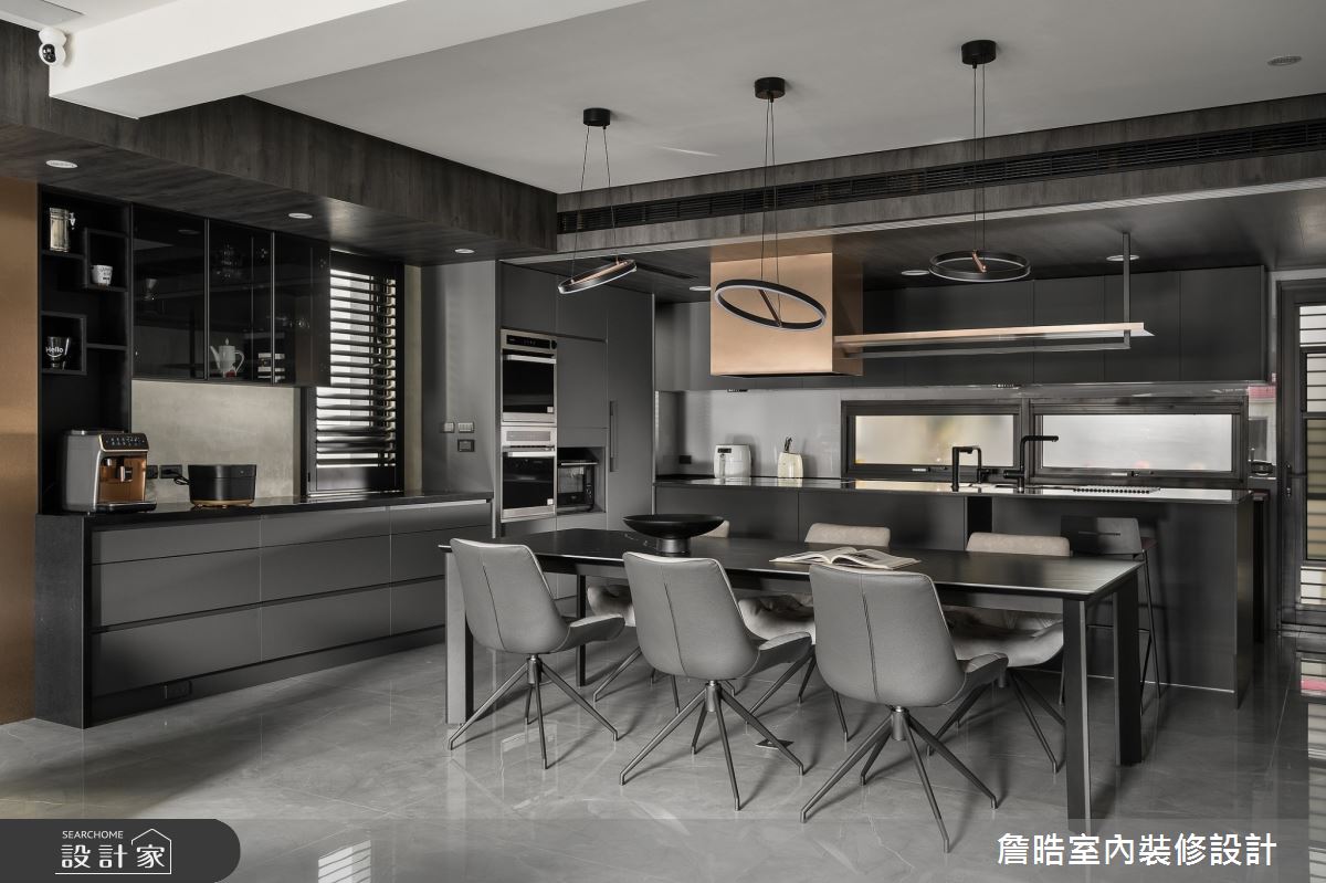 90坪新成屋(5年以下)＿現代風餐廳廚房中島案例圖片＿詹晧室內裝修設計有限公司＿詹晧設計19_90坪現代風之5