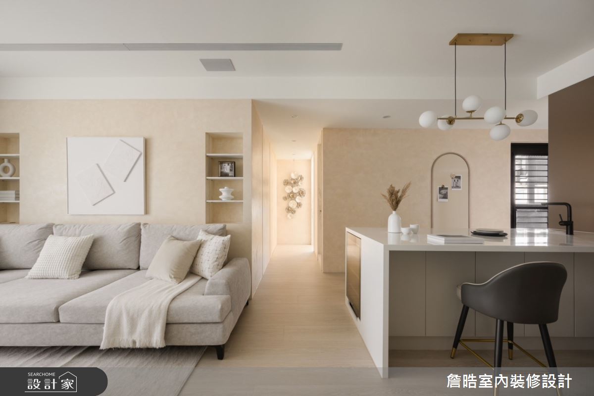 30坪新成屋(5年以下)＿侘寂風客廳餐廳吧檯走廊中島案例圖片＿詹晧室內裝修設計有限公司＿詹晧設計20_30坪侘寂風之11