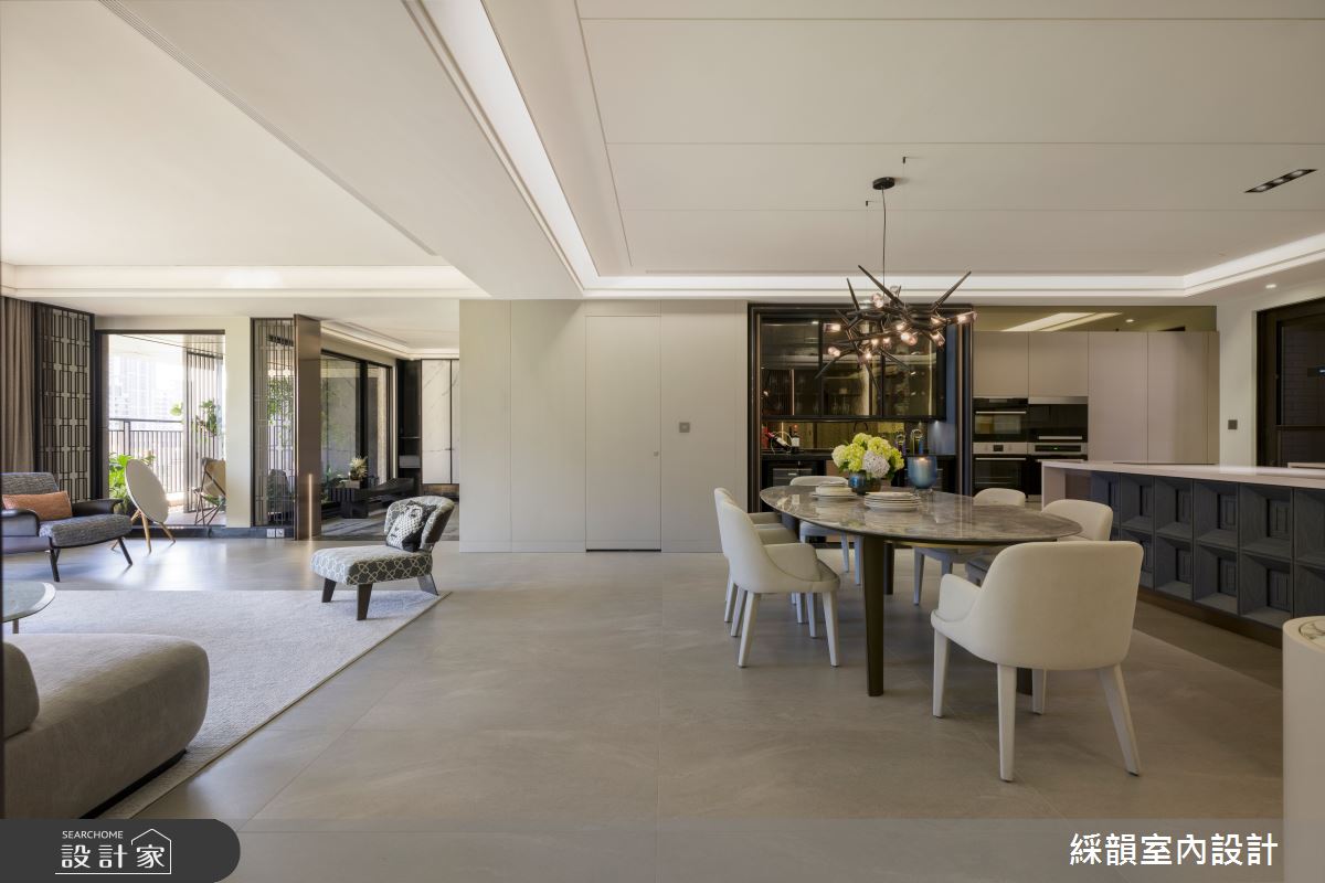 107坪預售屋＿現代殖民風客廳餐廳廚房中島案例圖片＿綵韻室內設計有限公司＿綵韻_75之16