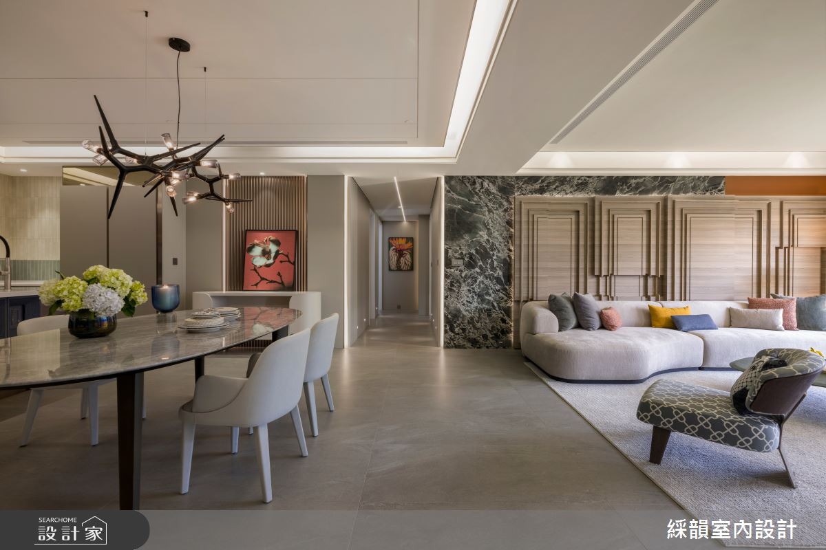 107坪預售屋＿現代殖民風客廳餐廳走廊案例圖片＿綵韻室內設計有限公司＿綵韻_75之18