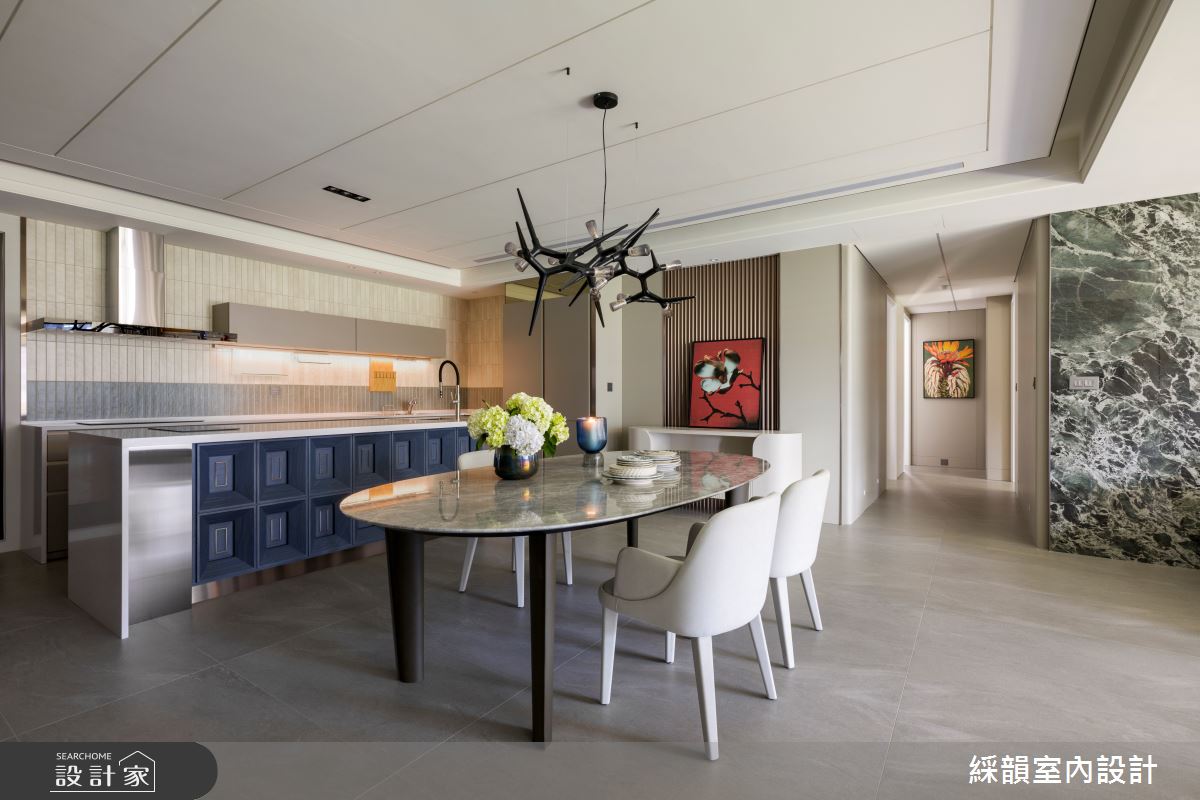 107坪預售屋＿現代殖民風餐廳廚房中島案例圖片＿綵韻室內設計有限公司＿綵韻_75之19