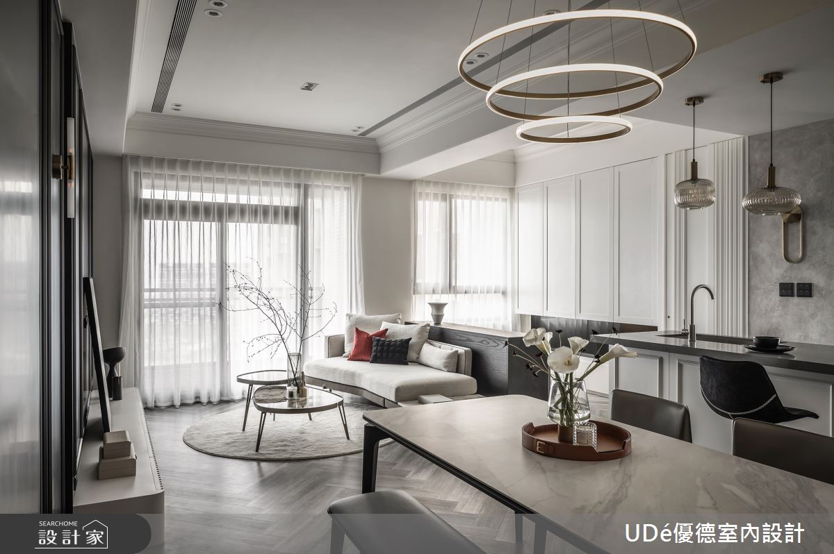 22坪新成屋(5年以下)＿混搭風客廳餐廳吧檯中島案例圖片＿優德室內設計 X 日金空間設計＿優德_鯨【Light House】之3