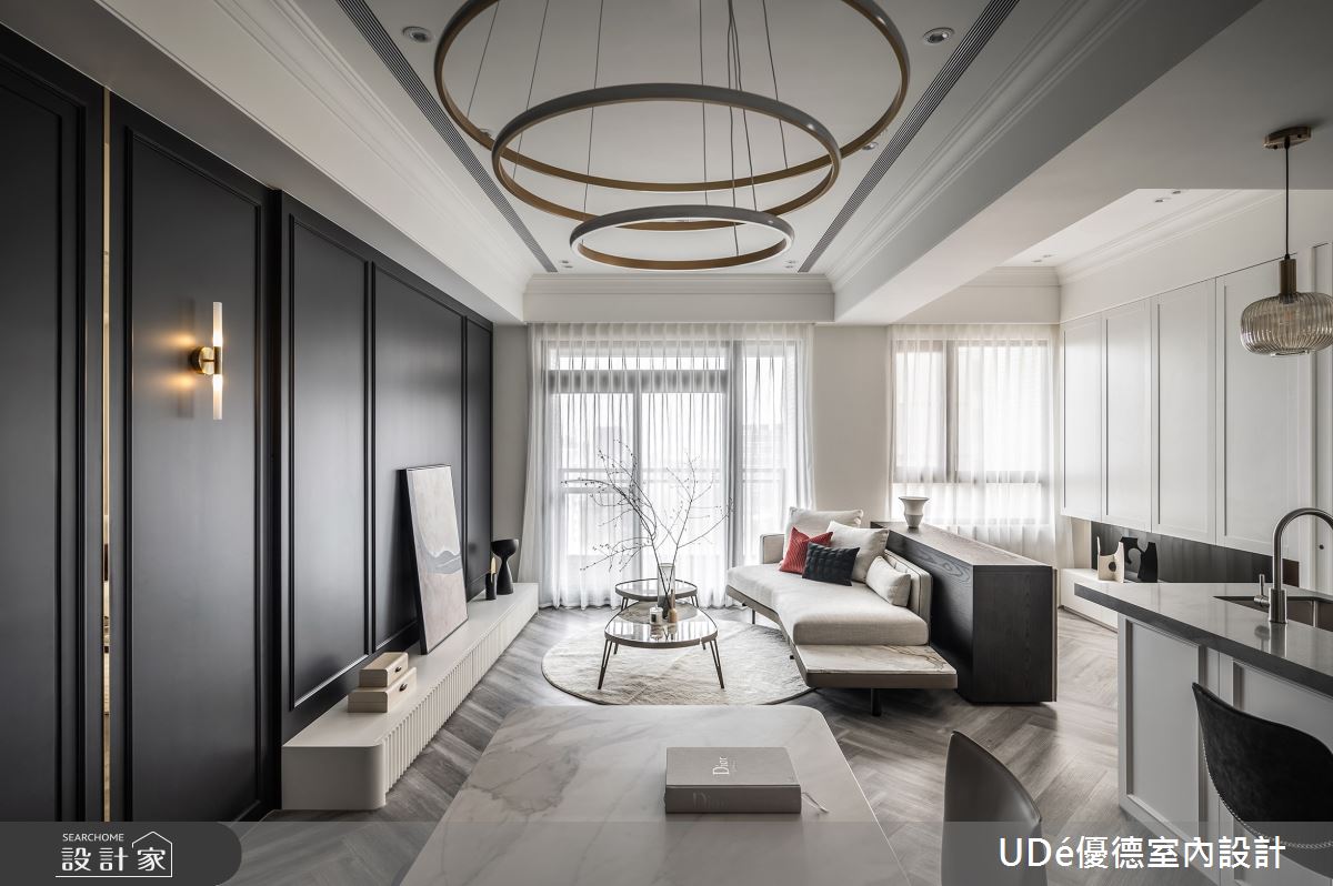 22坪新成屋(5年以下)＿混搭風客廳餐廳吧檯中島案例圖片＿優德室內設計 X 日金空間設計＿優德_鯨【Light House】之4