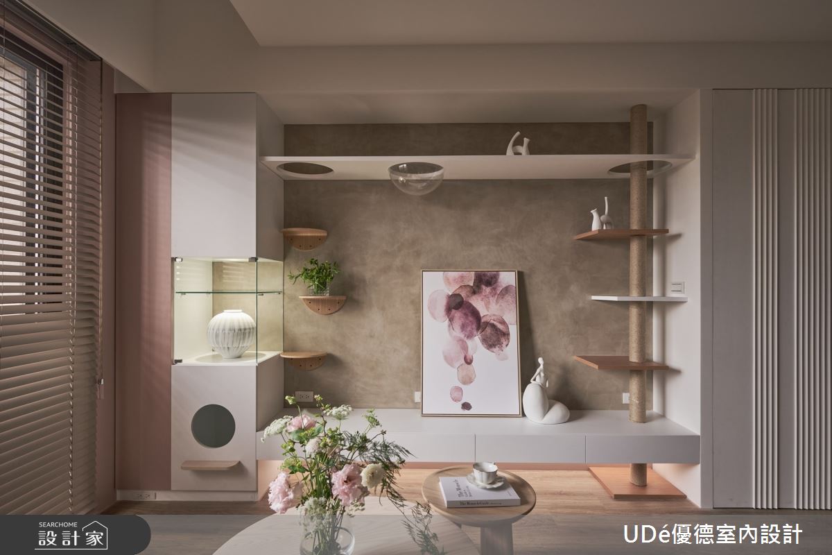 27坪新成屋(5年以下)＿混搭風客廳寵物案例圖片＿優德室內設計 X 日金空間設計＿優德_小步舞曲【Minuet in cats】之3