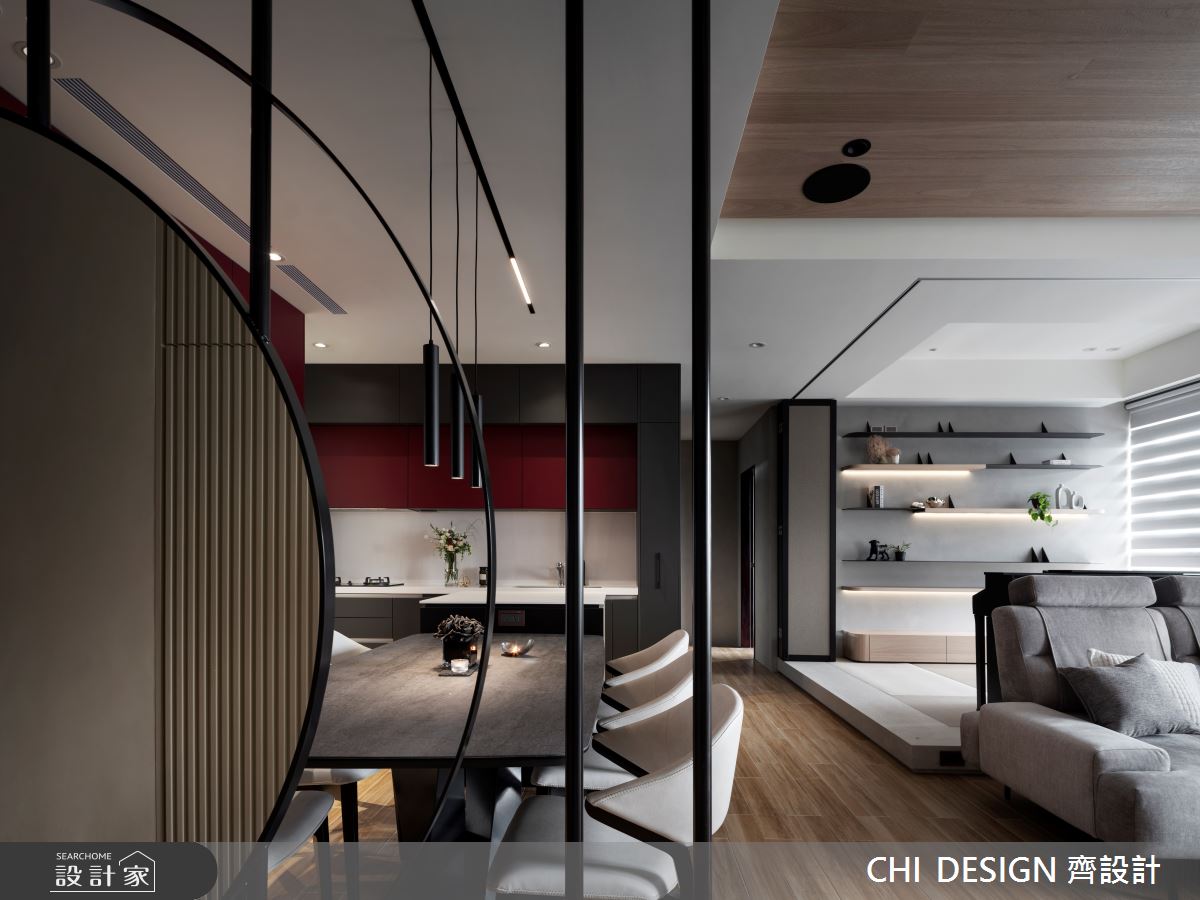 41坪新成屋(5年以下)＿混搭風客廳餐廳書房案例圖片＿CHI DESIGN 齊設計＿CHI DESIGN_REDWINE 紅酒微醺之1