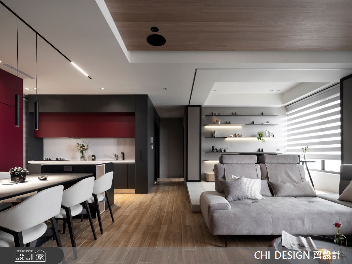 41坪新成屋(5年以下)＿混搭風客廳餐廳書房案例圖片＿CHI DESIGN 齊設計＿CHI DESIGN_REDWINE 紅酒微醺之4