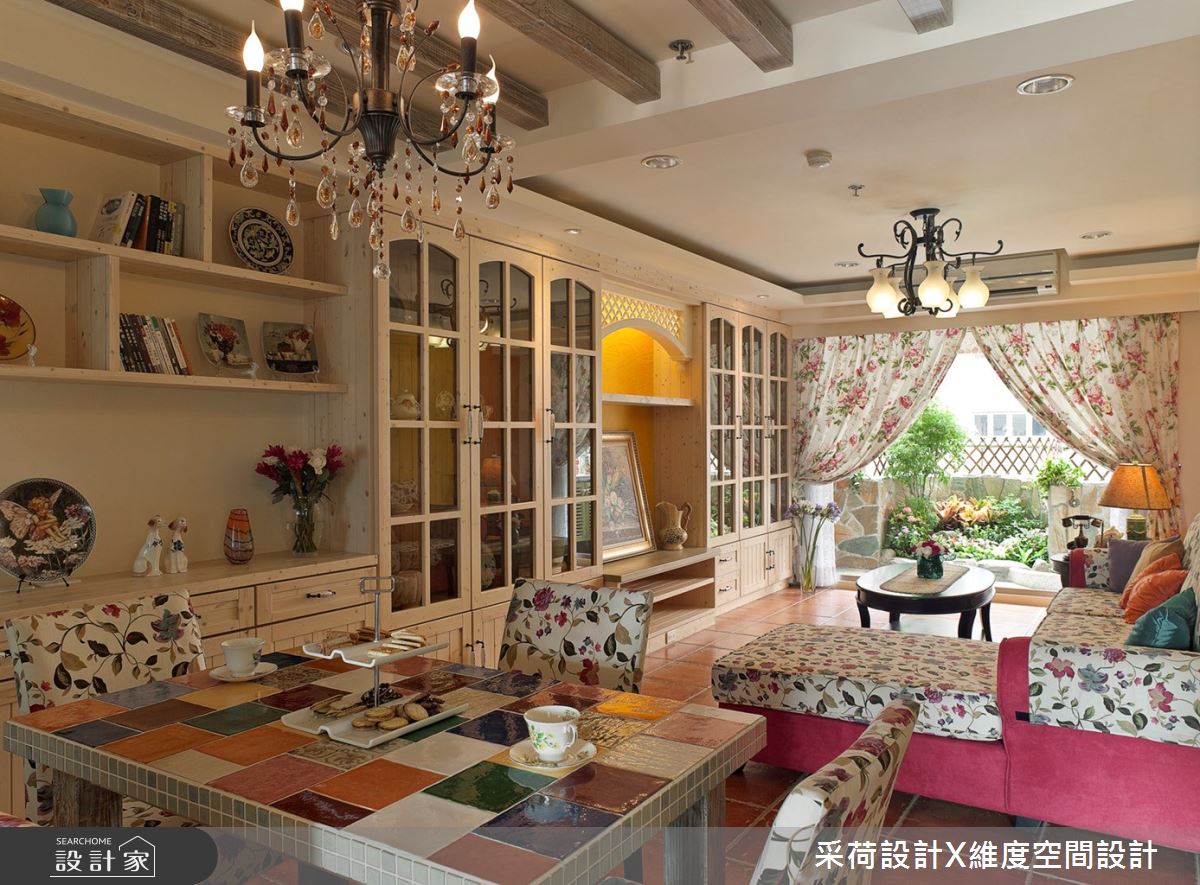 30坪中古屋(5~15年)＿鄉村風客廳餐廳庭院案例圖片＿采荷設計X維度空間設計＿采荷X維度_03之1
