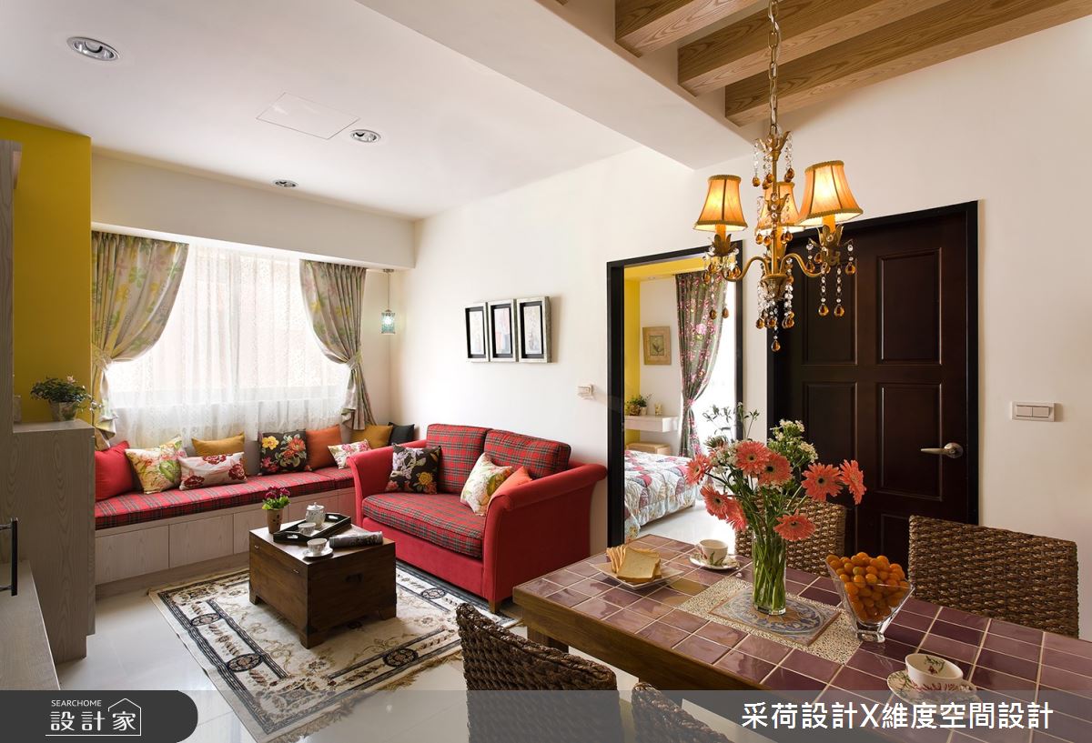 18坪新成屋(5年以下)＿鄉村風客廳餐廳臥榻案例圖片＿采荷設計X維度空間設計＿采荷X維度_04之4