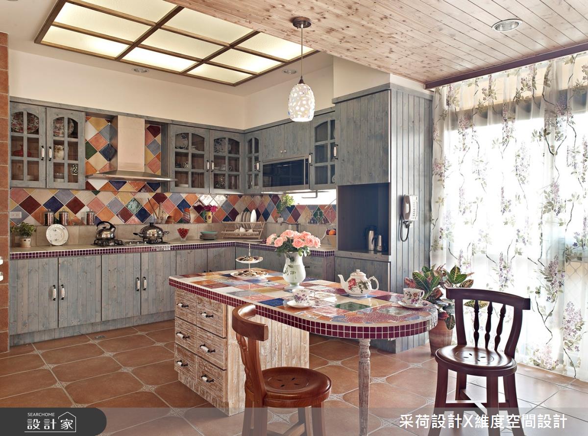 50坪老屋(16~30年)＿鄉村風餐廳廚房中島案例圖片＿采荷設計X維度空間設計＿采荷X維度_08之13