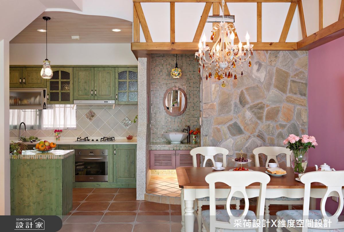 25坪新成屋(5年以下)＿鄉村風餐廳廚房中島案例圖片＿采荷設計X維度空間設計＿采荷X維度_09之22