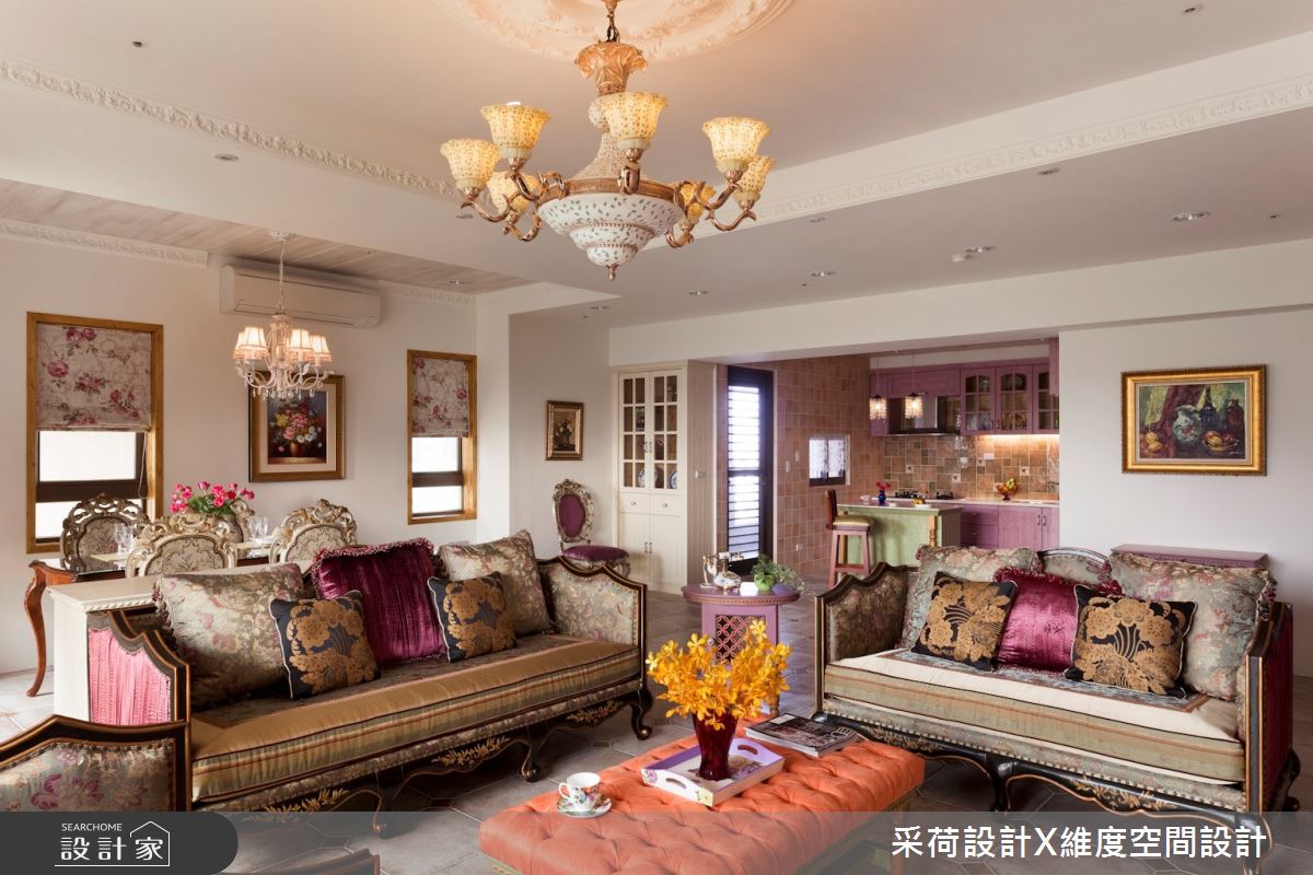 90坪新成屋(5年以下)＿新古典客廳餐廳廚房中島案例圖片＿采荷設計X維度空間設計＿采荷X維度_10之12