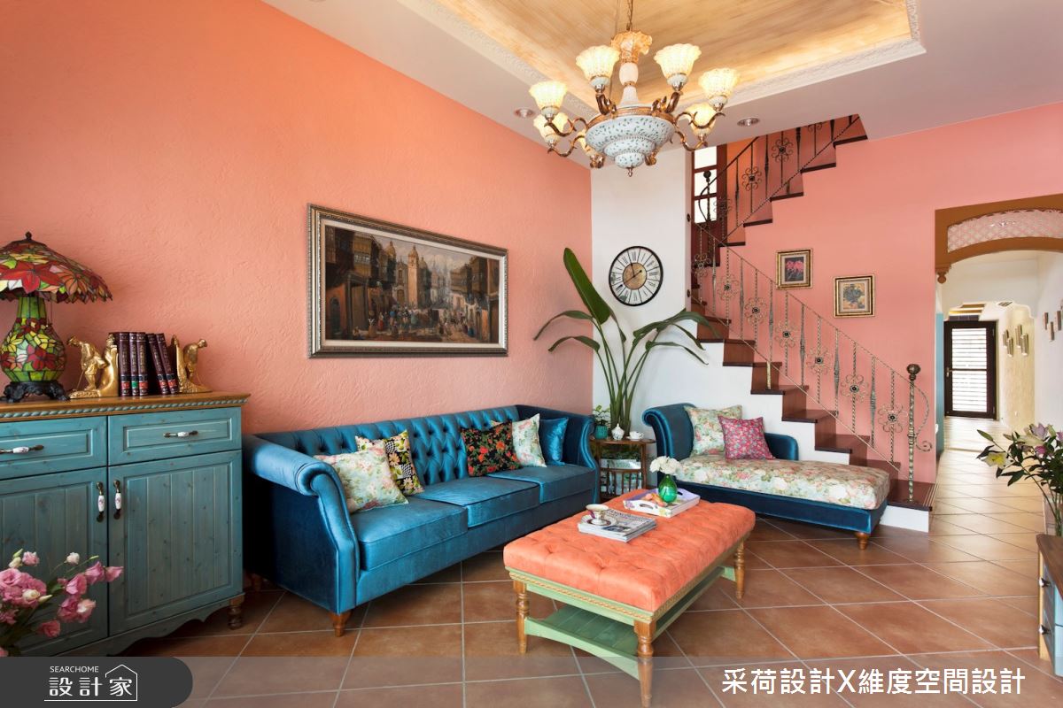 60坪老屋(41~50年)＿鄉村風客廳樓梯案例圖片＿采荷設計X維度空間設計＿采荷X維度_14之1