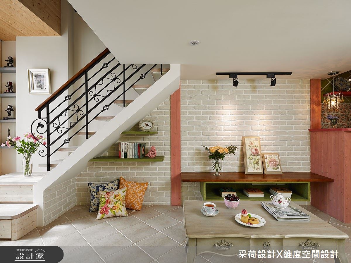 15坪新成屋(5年以下)＿鄉村風客廳樓梯案例圖片＿采荷設計X維度空間設計＿采荷X維度_15之15
