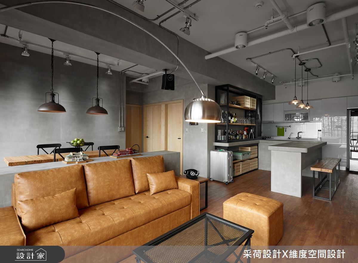 28坪新成屋(5年以下)＿工業風客廳餐廳廚房吧檯案例圖片＿采荷設計X維度空間設計＿采荷X維度_25之14
