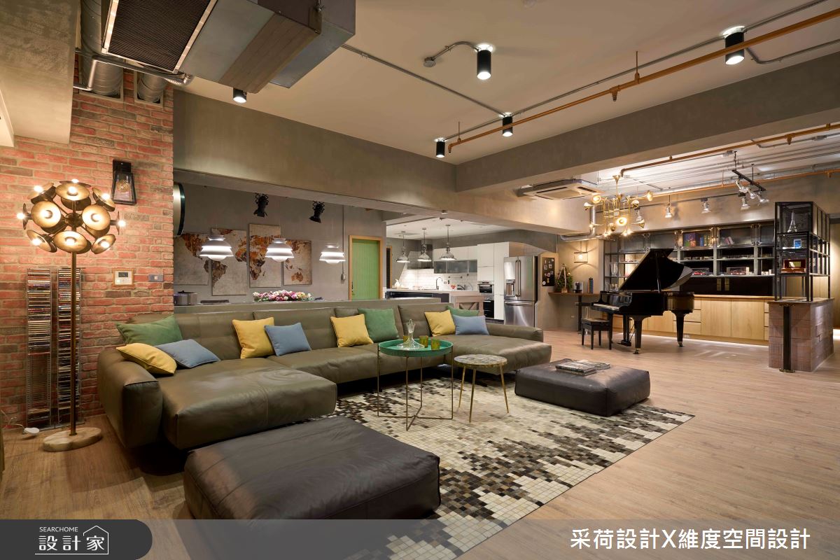 90坪新成屋(5年以下)＿工業風客廳餐廳廚房書房多功能室中島案例圖片＿采荷設計X維度空間設計＿采荷X維度_28之9